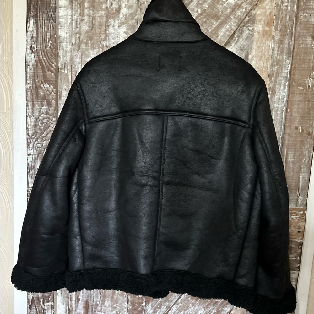 Women's H&M Black Shearling Jacket size M - Picture 4 of 15